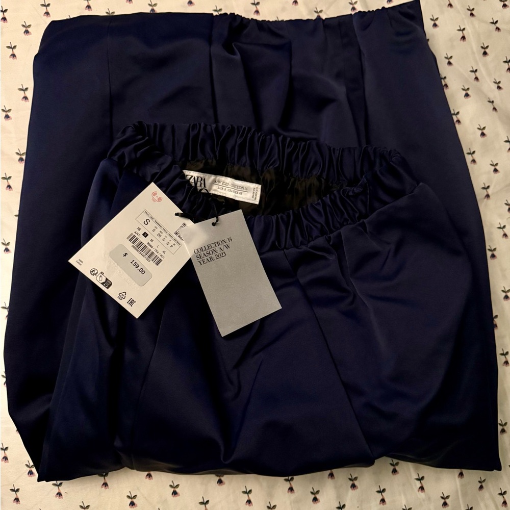 Zara collection taffeta voluminous midi blue skirt limited edition sz.S - Picture 9 of 10